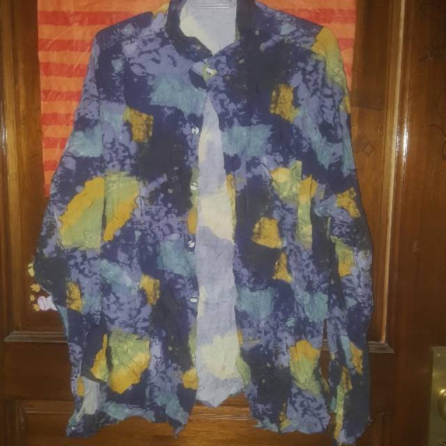 Kemeja Big Golf Pria Wanita lengan panjang biru kerja casual bekas second preloved