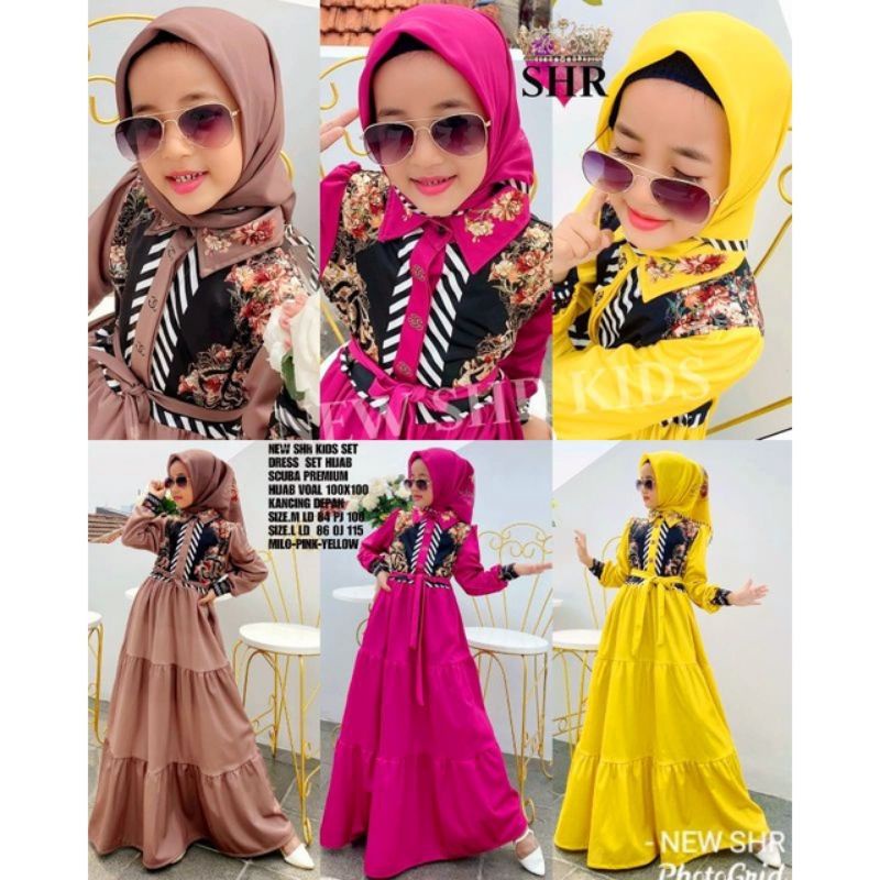 GAMIS SCUBA KANCING DEPAN SHR KIDS ORI 100% FREE HIJAB