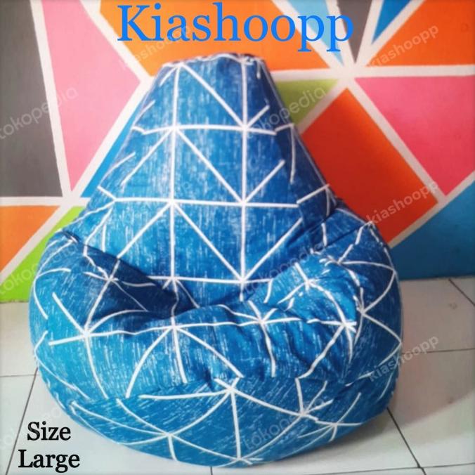 

Sofa Bean bag Rover Size L+ Isi Styrofoam - Motif Segitiga Biru