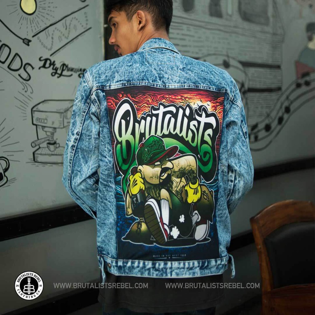 JAKET DENIM JEANS PRINTING GANGSTER SANDBLUE BRUTALISTS