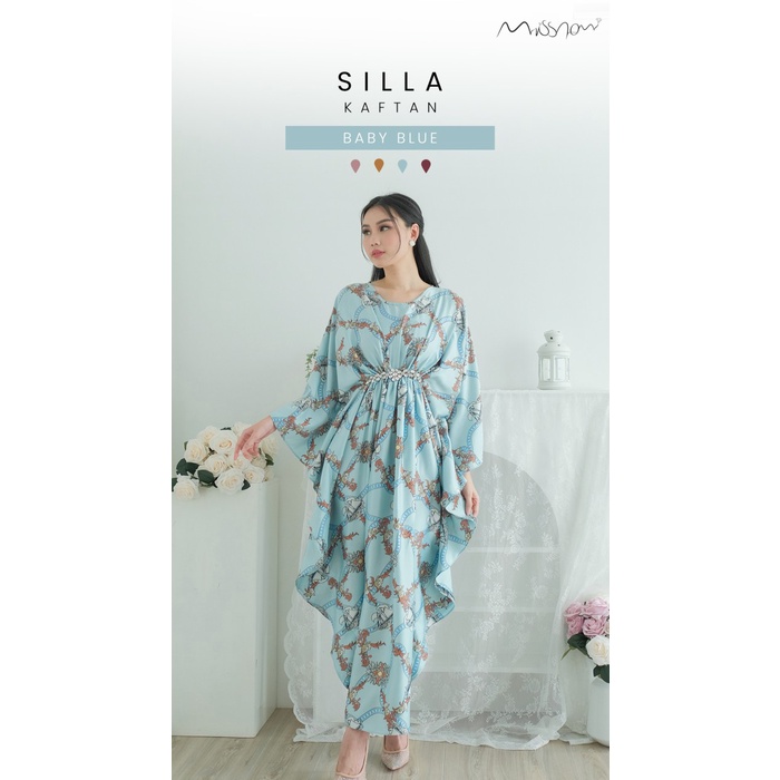 Cuci Gudang Missnomi - Silla Kaftan Motif / Baju Wanita / Kaftan Kondangan - BABY BLUE, Free Size