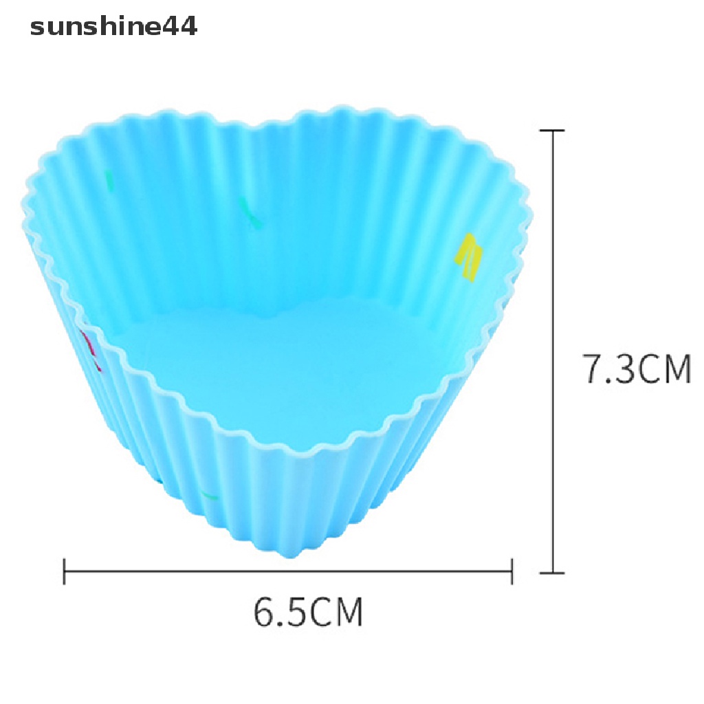 Sunshine 4Pcs Silicone Mold Heart Shape Cupcake Muffin Cup Baking Egg Tart Jelly Mold .