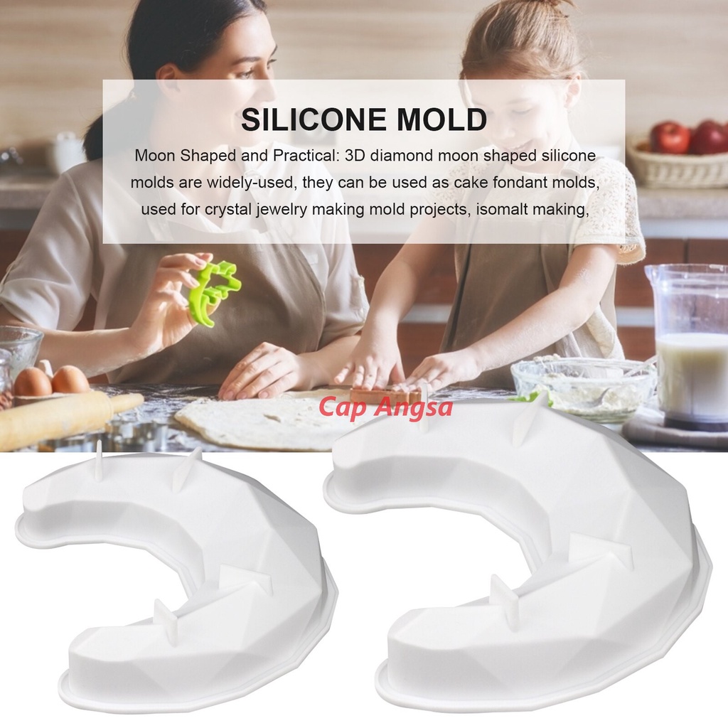 SILICON MOULD BULAN SABIT SILICONE MOULD CRESCENT MOON 3D SILIKON CAKE PINATA PUKUL MOUSSE FONDANT COKLAT