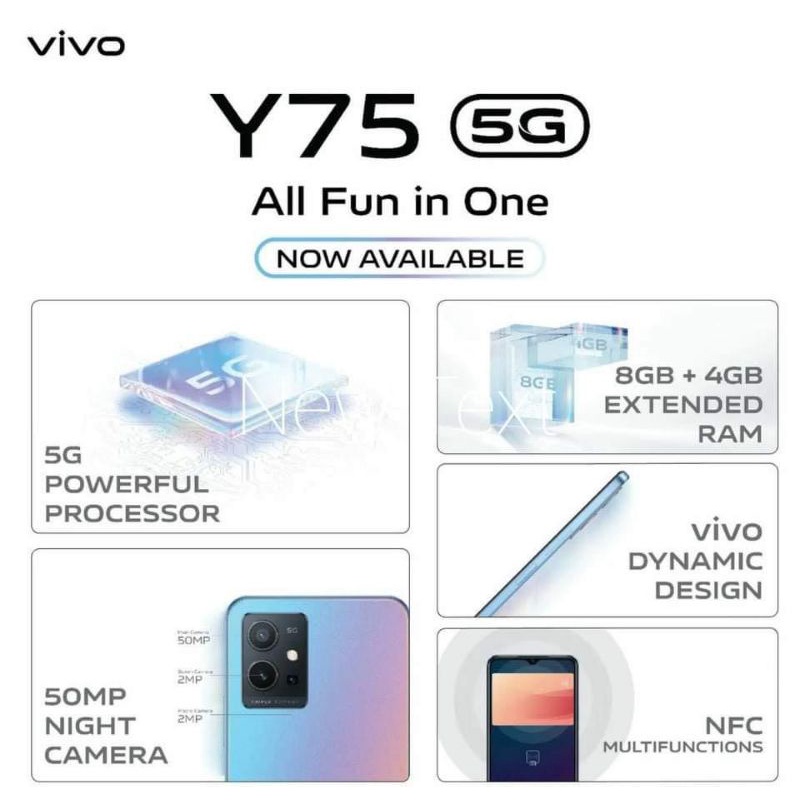 VIVO Y75 5G RAM 8/128 GB | VIVO Y75 5G NFC RAM 12/128 GB GARANSI RESMI VIVO INDONESIA