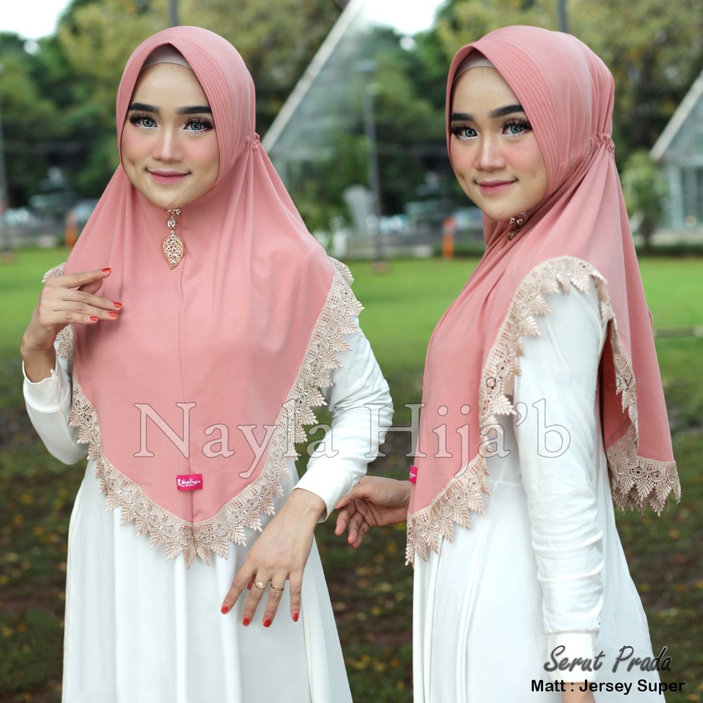 BEST SELLER Jilbab Instan Serut Prada Renda Import Jilbab Bergo Terbaru dan Termurah Nayla Hija'b