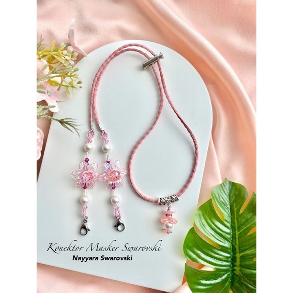 [New Design] Strap Kalung Konektor Masker Swarovski Austria Nuansa Pink