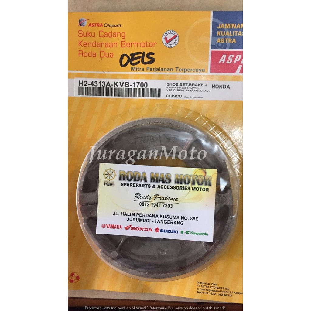 Kampas rem tromol ASPIRA vario beat