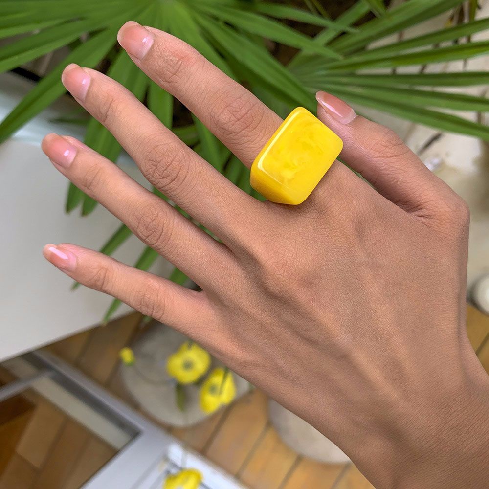 Needway  Women Girls Resin Rings Korean Thumb Rings Finger Rings Punk Candy Color Men Geometric 2021 New Style Marbling Fashion Jewelry/Multicolor