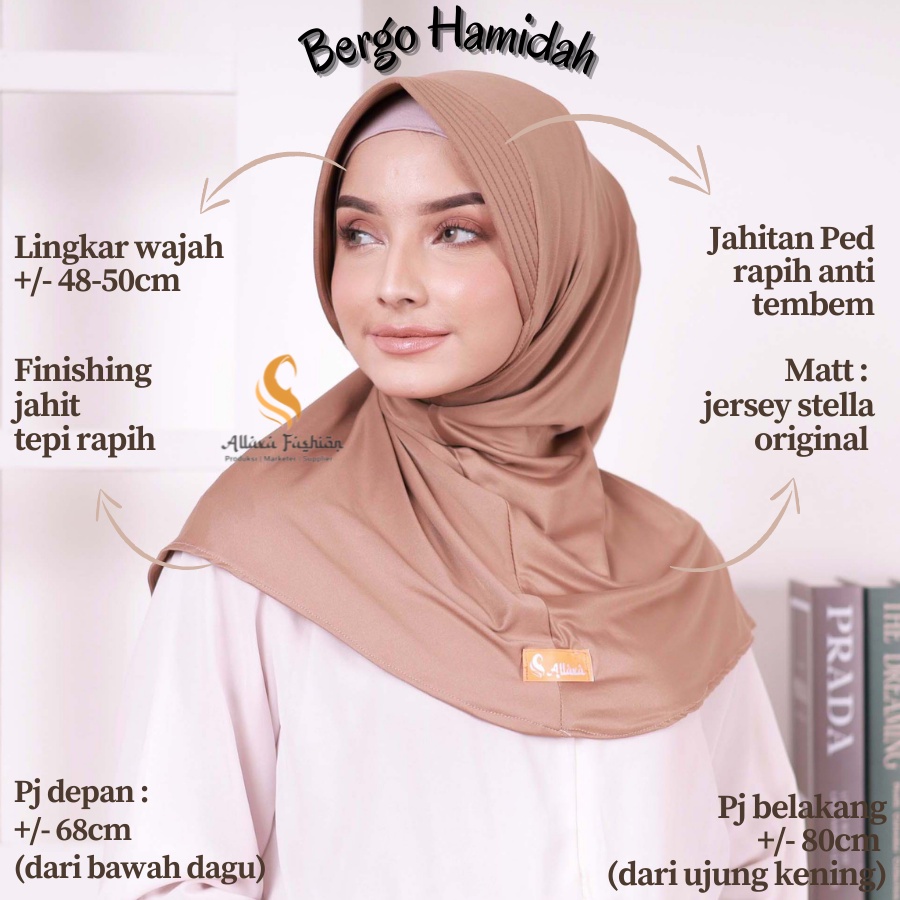 BERGO HAMIDAH / BERGO BAHAN JERSEY PREMIUM /ORIGINAL BY ALLAVA / HIJAB BERGO DAILY