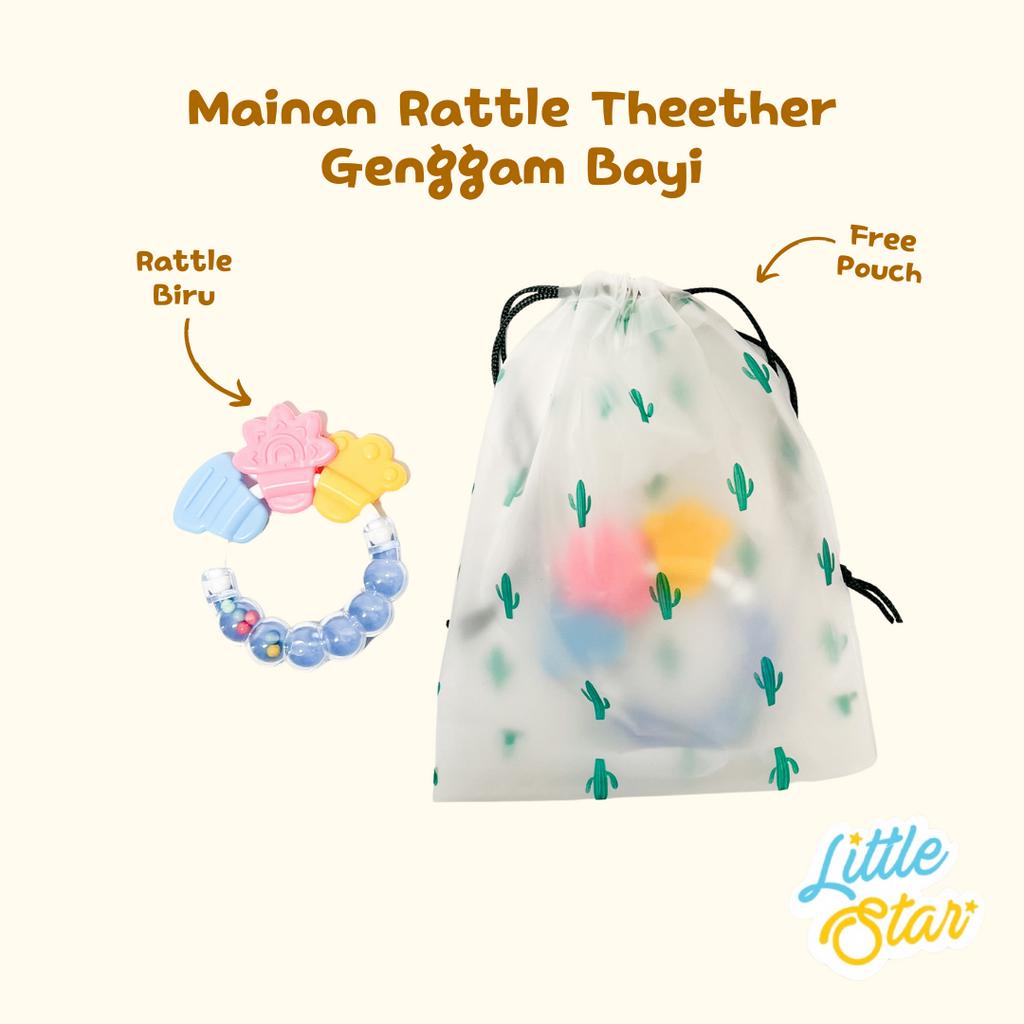 Mainan Gigitan Bayi Theether Rattle Genggam Kerincian Isi Gel Dengan Pegangan Lembut Lentur Halus Silikon BPA Free