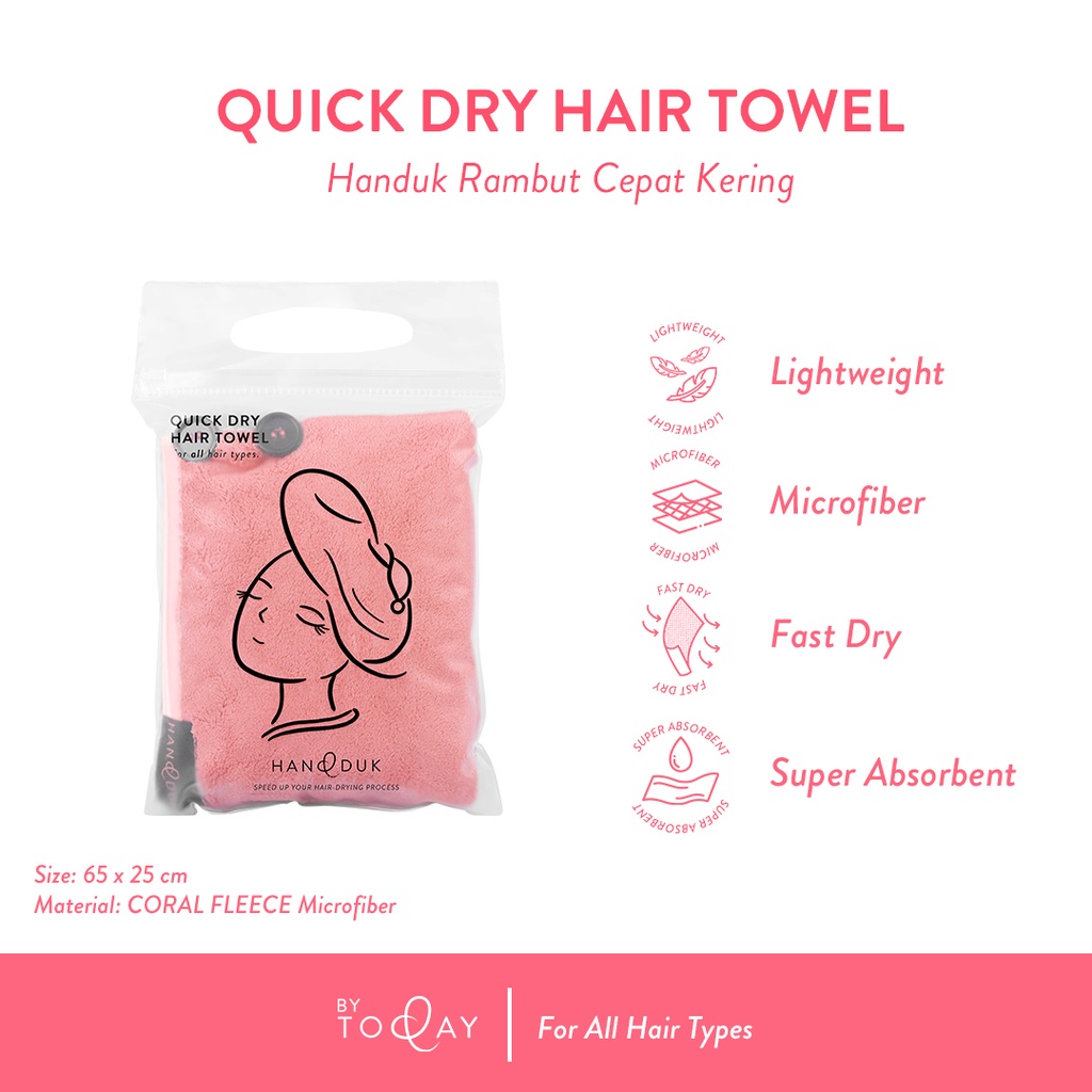 By Today Coral Velvet - Hair Towel (Handduk Official) - Handuk Kepala Microfiber Image 2