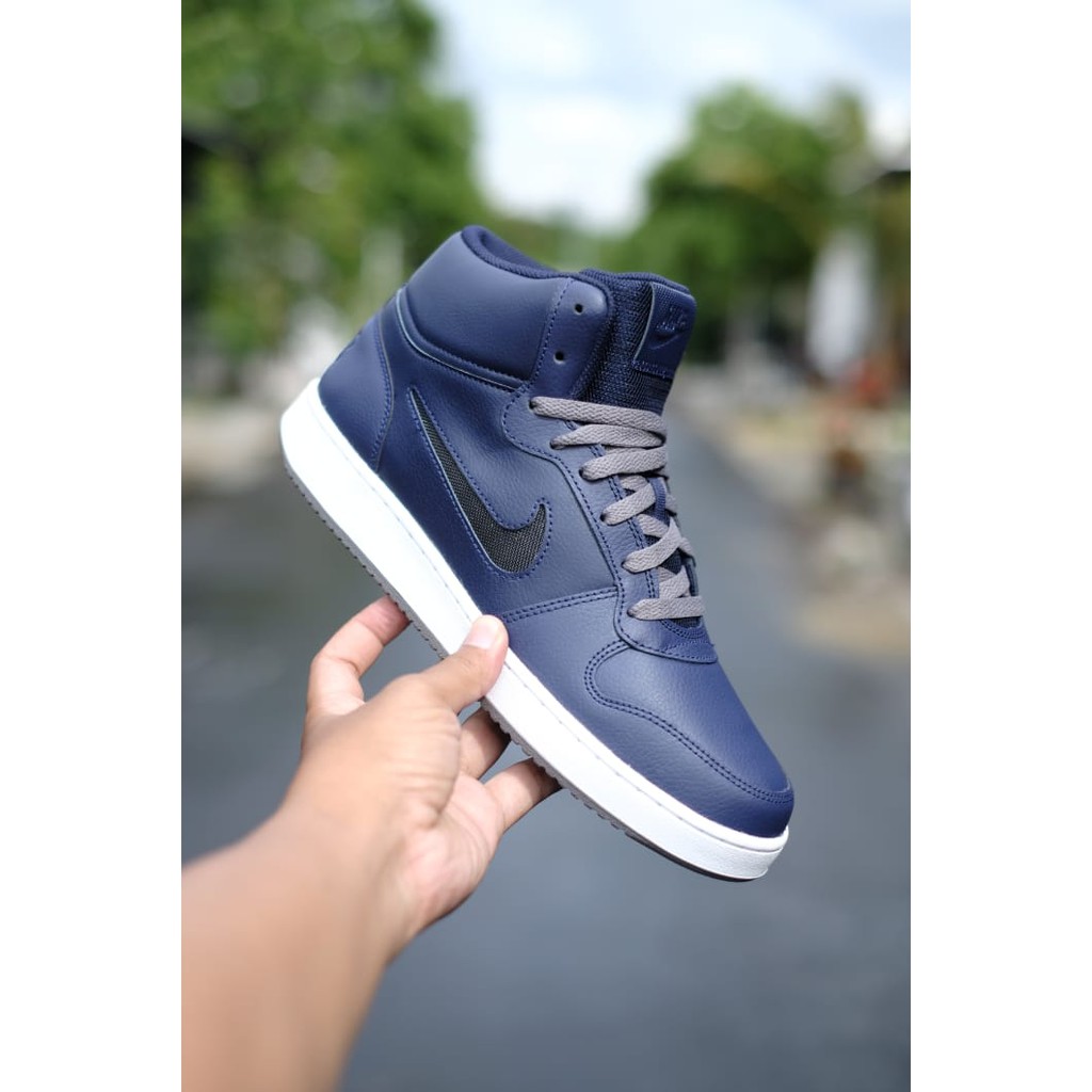 Sepatu original Nike Ebernon Mid Leather Navy White