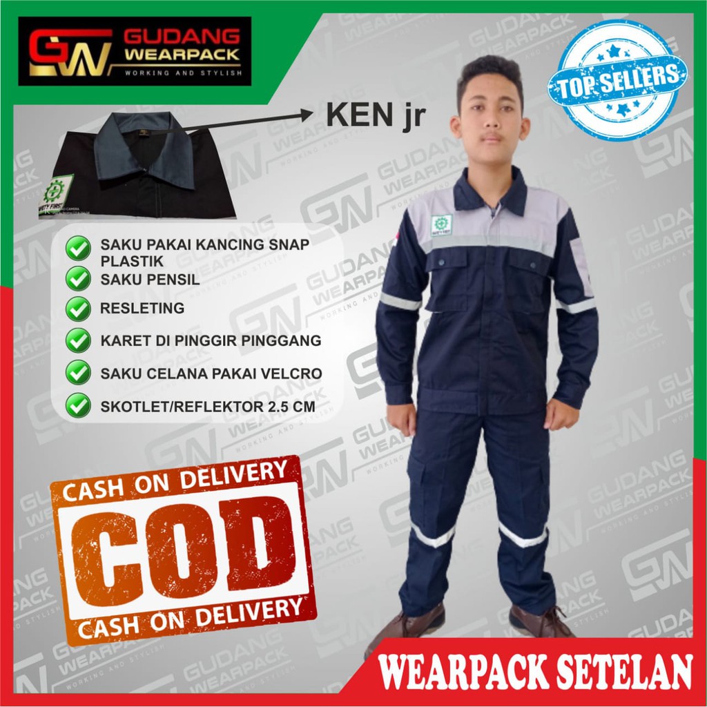 Star Wearpack - Seragam Kerja Proyek Setelan Baju &amp; Celana Warna Dongker Kombinasi Abu