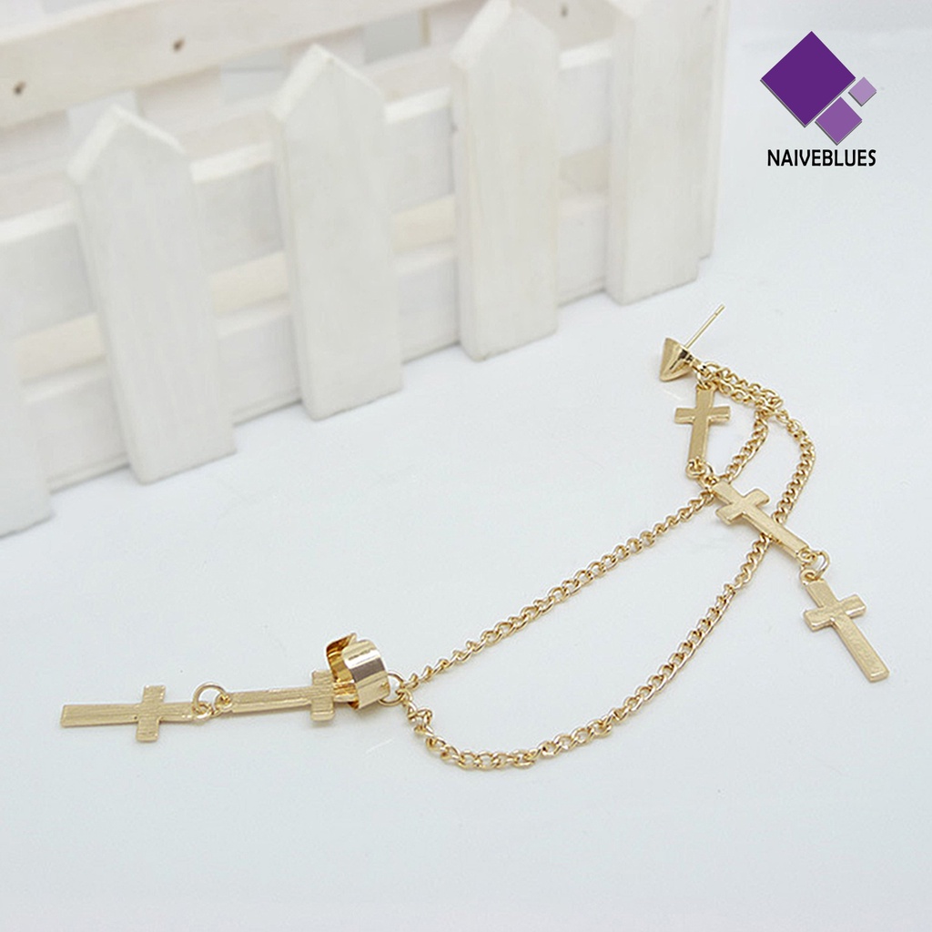 1 Pc Anting Ear Cuff Dangle Cross Gaya Punk Crawler Serbaguna Untuk Wanita