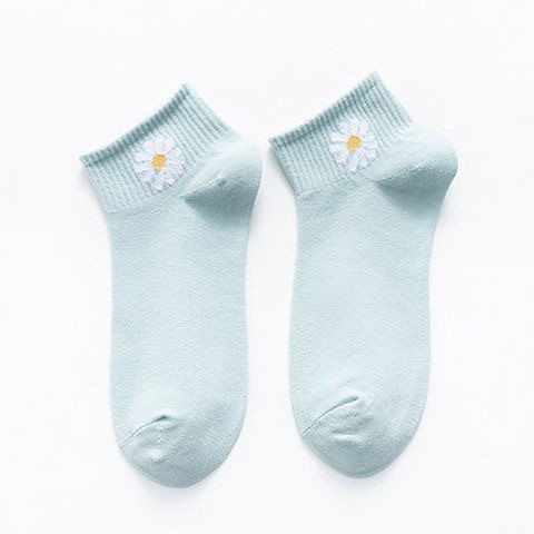 HaiWai COD KAOS KAKI ANKLE SOCK MOTIF BUNGA DAISY WARNA WARNI SEMATA KAKI U16-BLUE