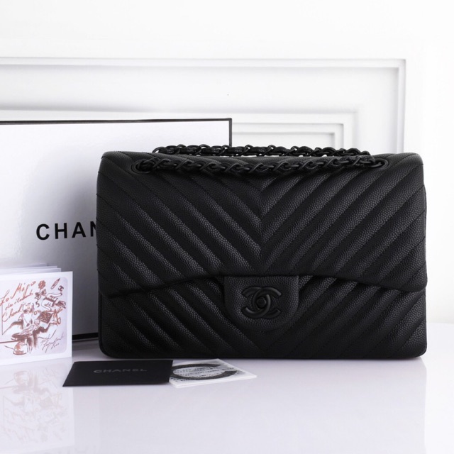 *SOLD* Tas Chanel Maxi Chevron Caviar Black (NEW)