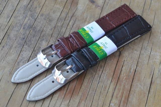 Strap tali jam tangan hitam coklat  ukuran 16mm