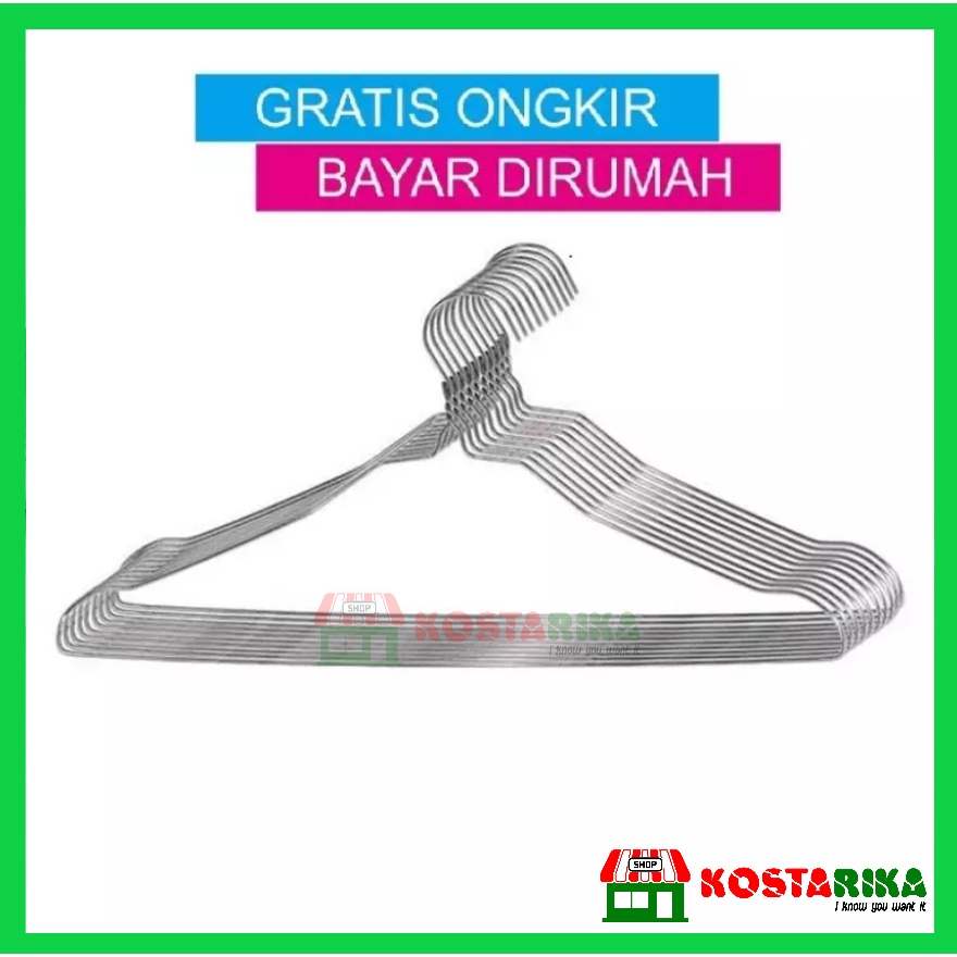 Hanger Kawat STAINLESS Gantungan Baju ISI 10 PCS Hanger Baju