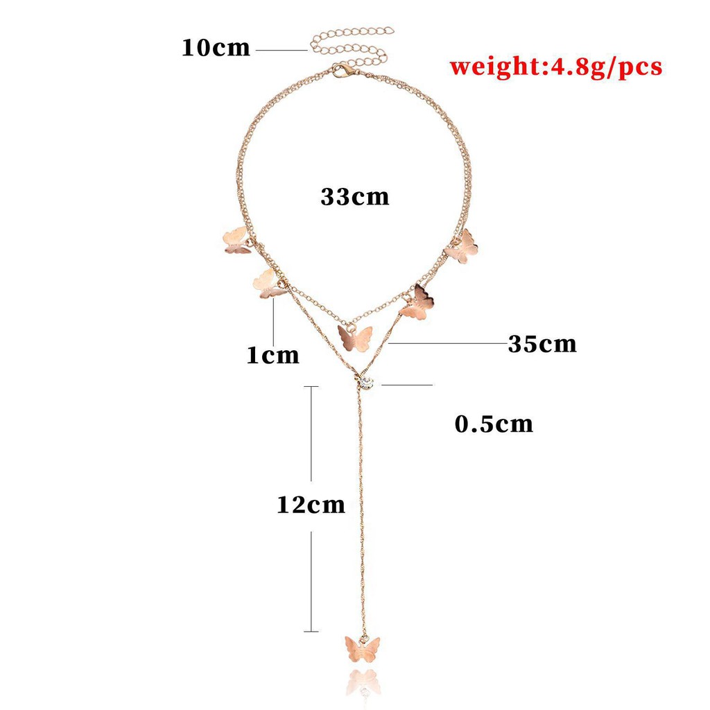 Pengiriman Lokal Korean Necklace Multilayer Butterfly Heart Pendant Fashion Retro Rantai Klavikula