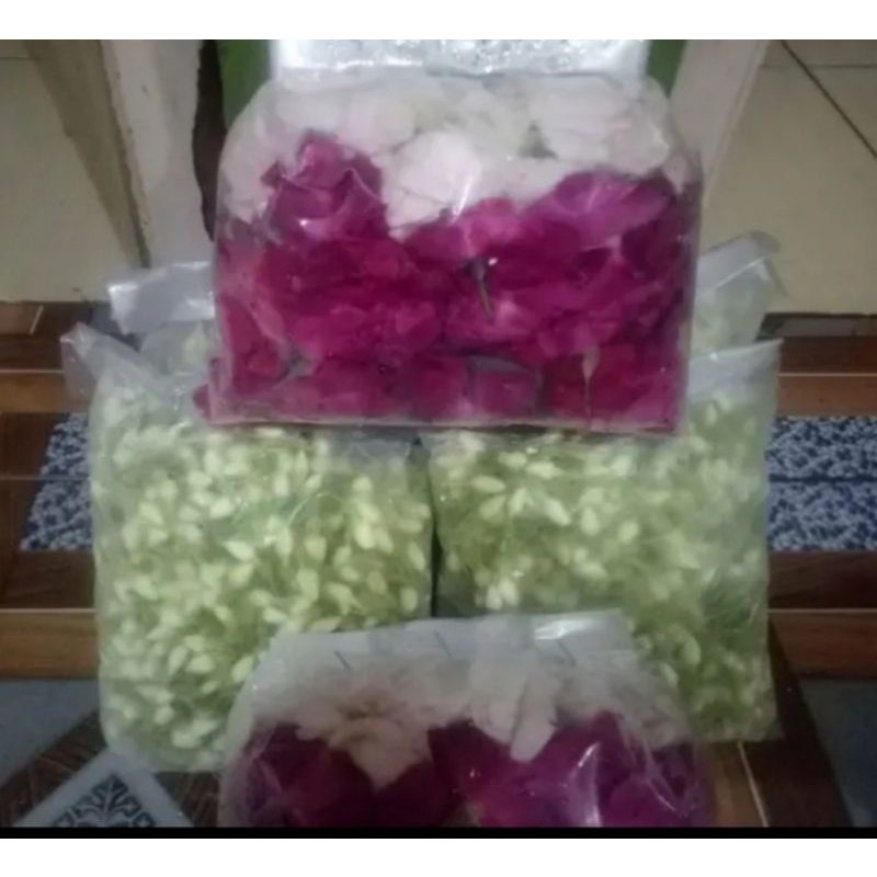 bunga mawar pink wangi dan melati paket kembang segar dan harum