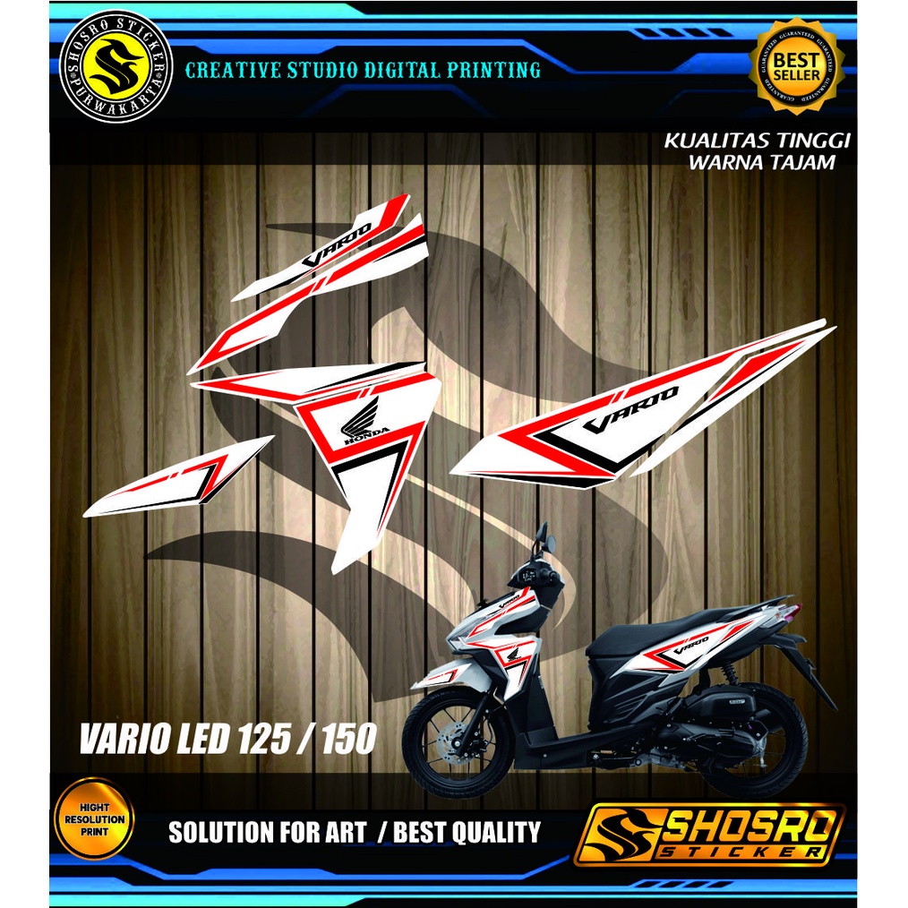 STIKER/ STRIPING VARIASI HONDA VARIO 125 & 150 LED TAHUN 2015 2016 2017 SIMPLE VARIASI P[OLET PUTIH 