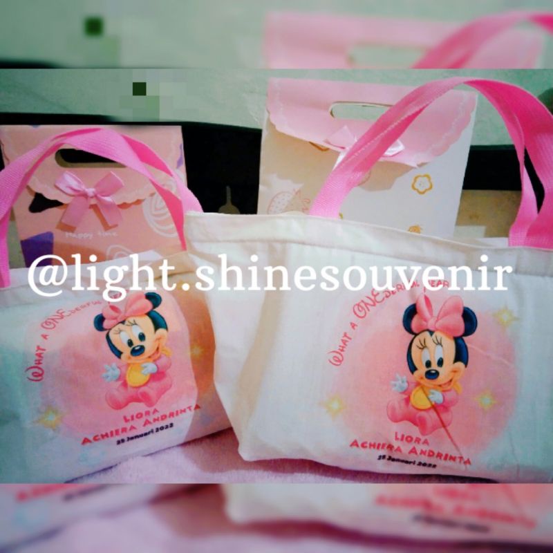 

tas Souvenir anak/ tas ultah kain blacu/ tas ultah custom