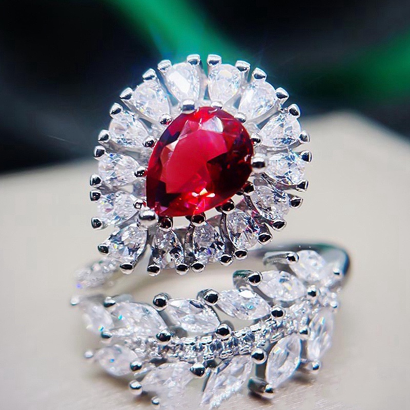 Cincin Batu Ruby Merah Darah Merpati Simulasi Untuk Wanita