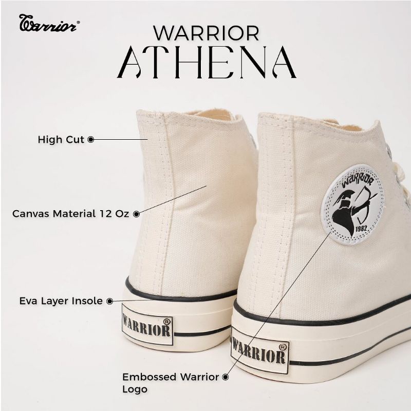 Warrior athena high white - sepatu warrior original