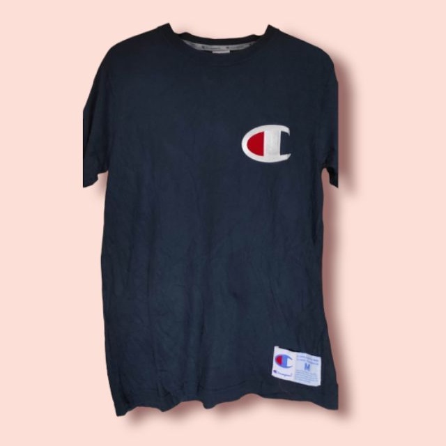 Kaos Champion Bordir Big Logo Navy Second Original