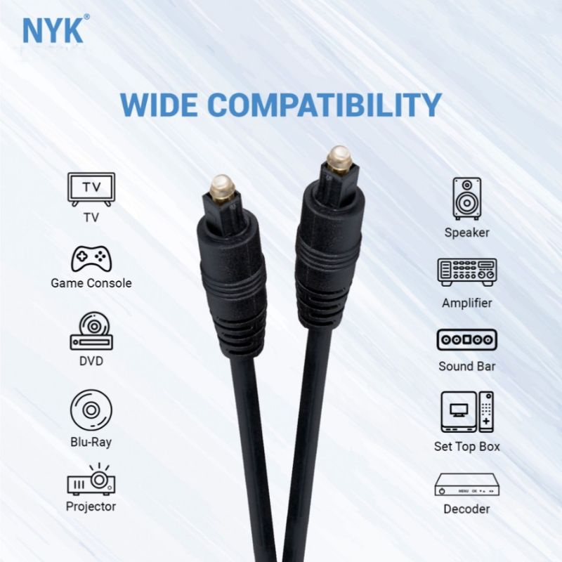 Kabel Optic Audio Digital Optical Toslink optik speaker ke Smart TV