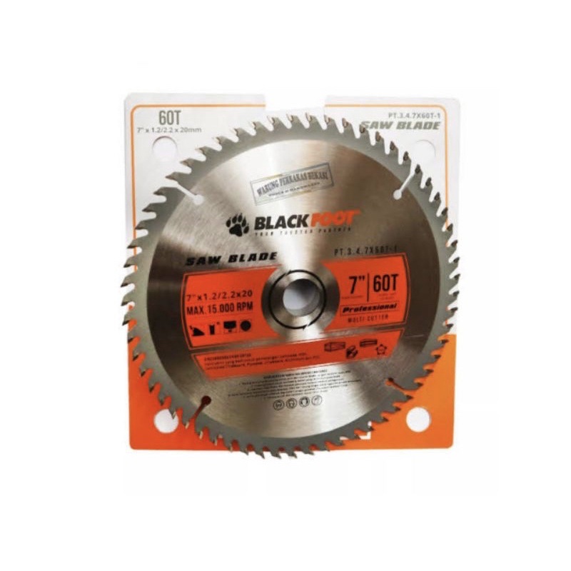 MATA CIRCULAR SAW 7 INCI X 60T BLACKFOOT TCT SAW BLADE MATA POTONG KAYU