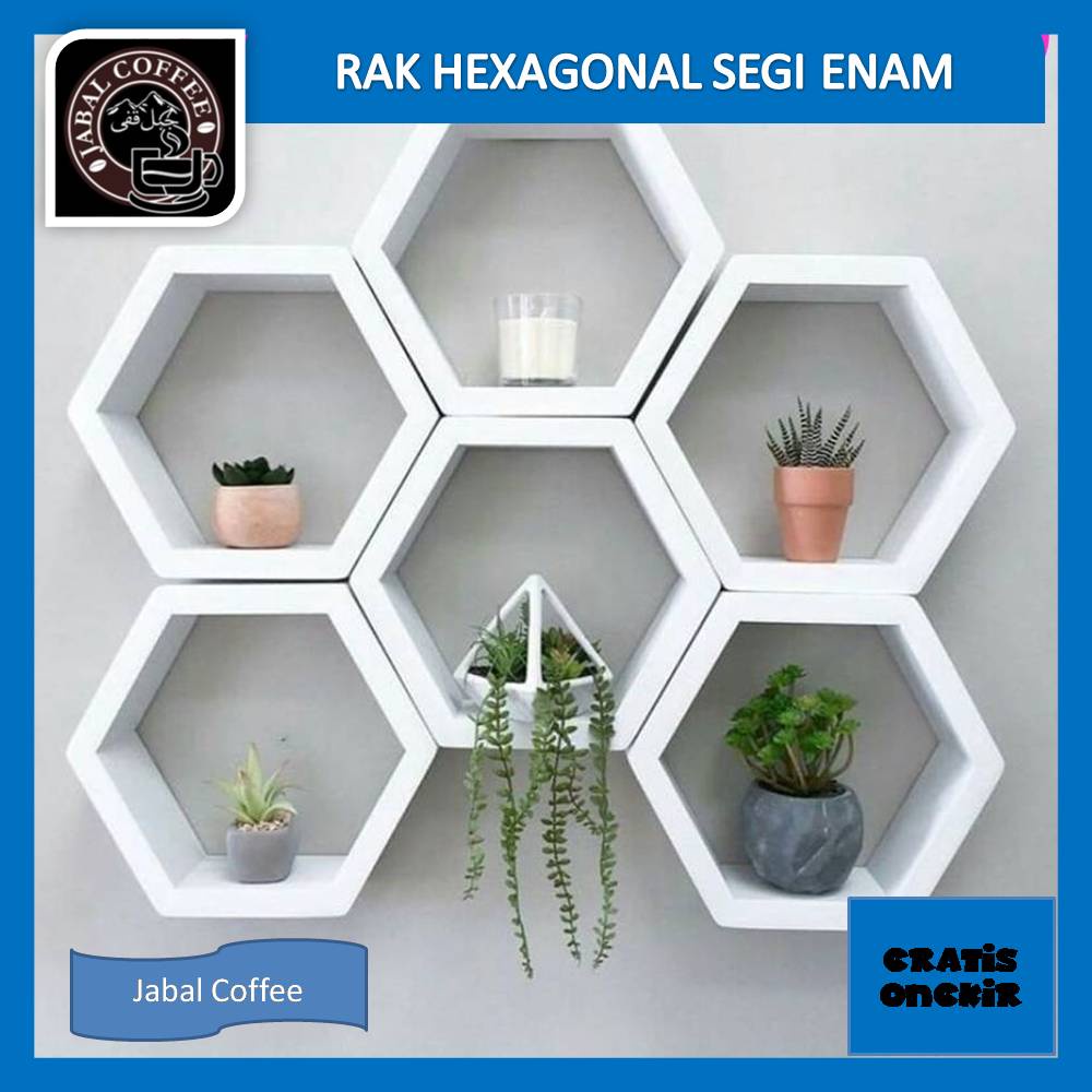 Rak Hexagonal Segi Enam Satu Set Isi 3 / Rak Hiasan Dinding 3in1 / Rak Dinding Hexagonal Segi Enam 14