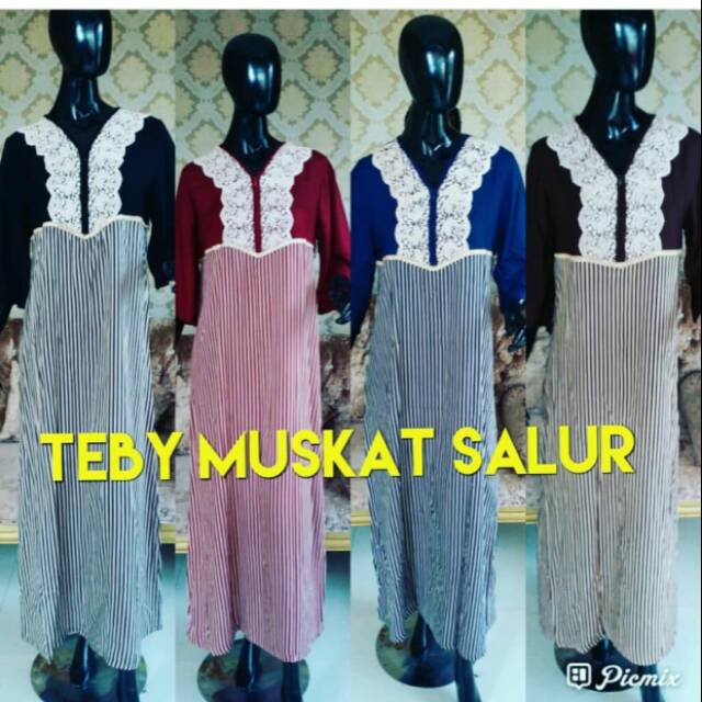 Daster arab teby muskat tangan 7/8 renda halus ukuran ld 110pb 140 bahan katun rayon super adem