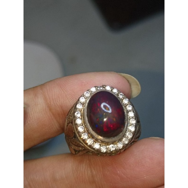 natural black Opal ring perak