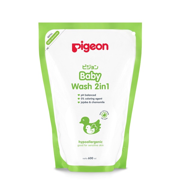 Pigeon Baby Wash 2 In 1 Sabun Mandi + Shampo Bayi Kemasan Botol &amp; Refill