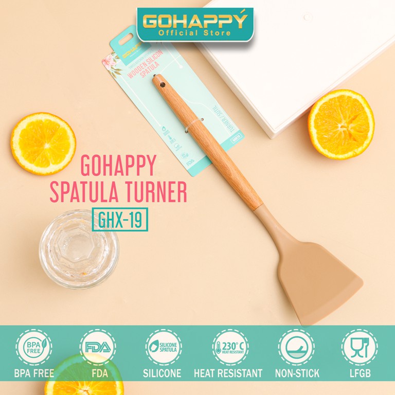 GOHAPPY TURNER SPATULA Silikon GHX19 Sutil silicone best quality (perlengkapan dapur sendok masak silicon)