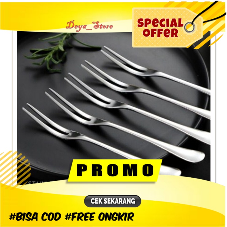 Alat Garpu Buah Lucu Stainless Mini Garpu Kue Ulang Tahun Murah  Anak Unik Kecil Dua Tusukan Fruit F