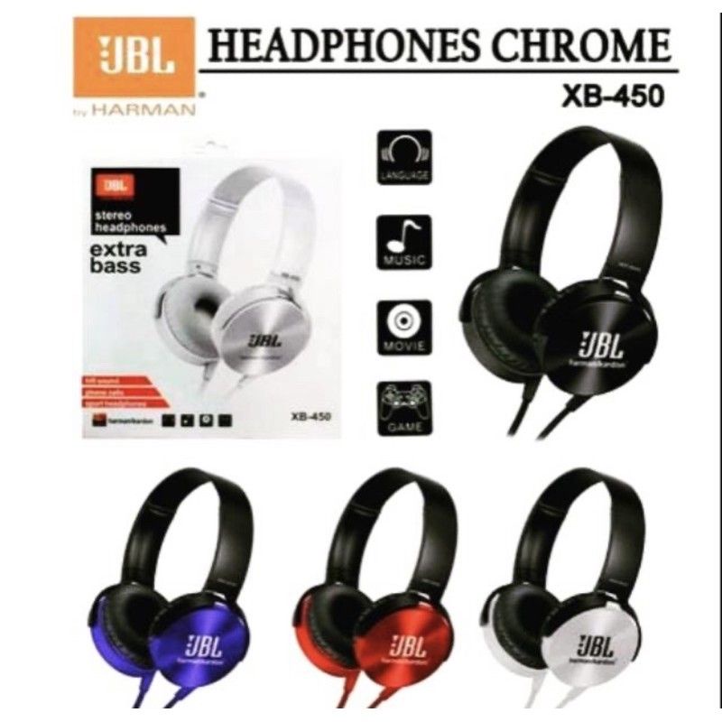 Headphone Bando JBL XB450 Headset Hf Kabel XB-450 Extra Bass