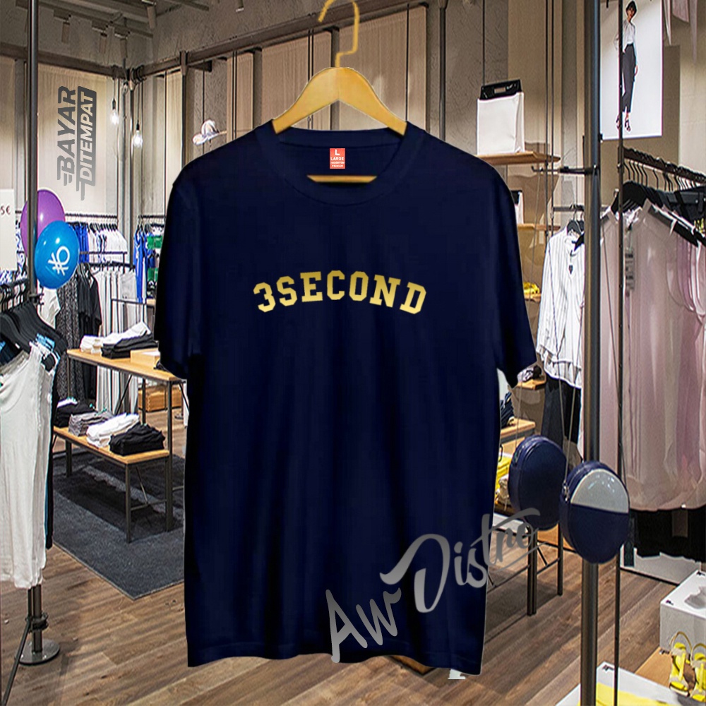 COD Baju Kaos Distro 3Second Lkg Gold Premium Quality Lengan Pendek Kaos Tulisan Kaos Kata-Kata Kaos Sablon