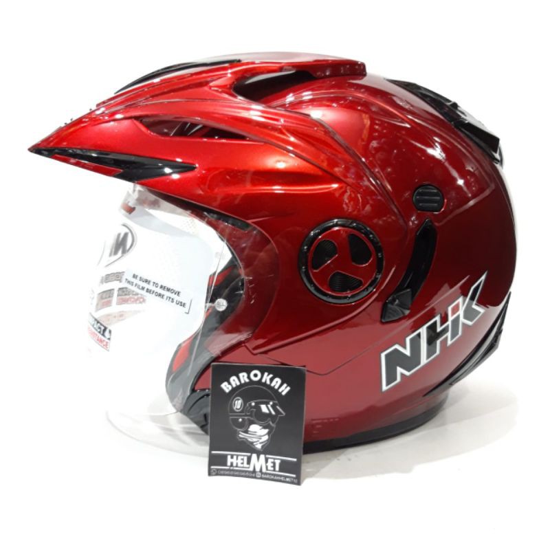 Helm nhk aviator merah maroon double visor