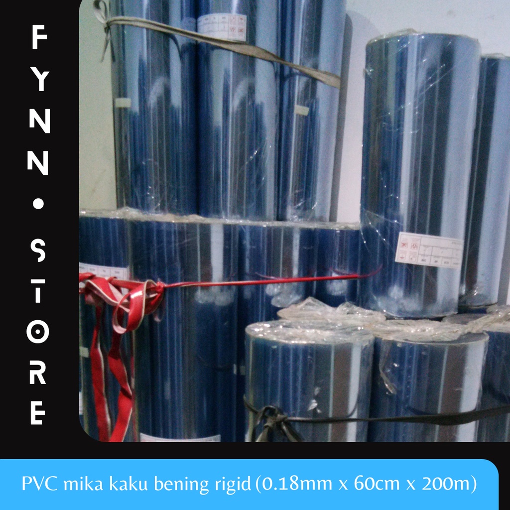 

PVC Mika rigid kaku bening tebal 0.18 mm x 60 cm x 200 m