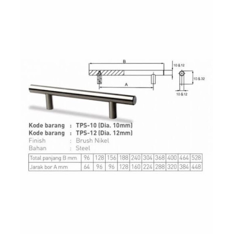 Tarikan Laci Tarikan Lemari Handle HUBEN TPS10 TPS 10