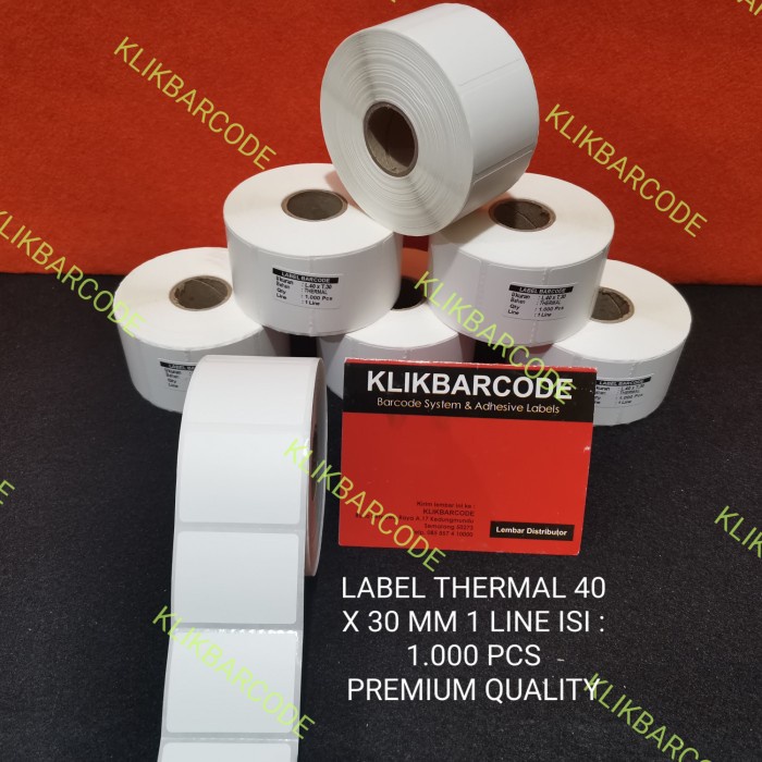 

Label Sticker Barcode Thermal 4 x 3 cm / 40 x 30 mm / Premium - Isi : 1.000pcs