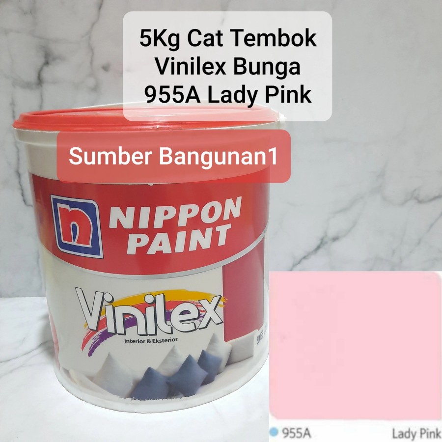Cat Tembok Vinilex bunga 955A Lady Pink muda [Untuk Instant/Same day] dinding 5kg nippon paint