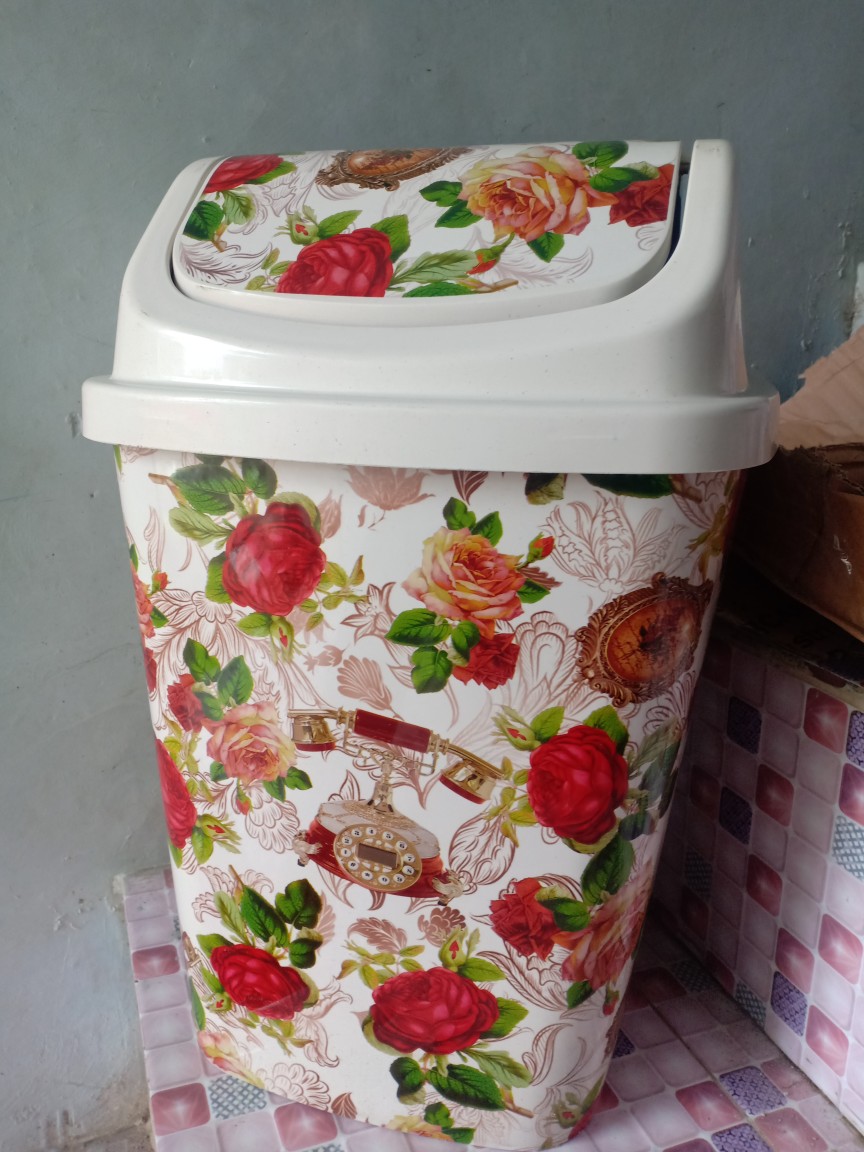 Tempat Sampah Tutup Goyang,print Rose/shaby / Ester Size 5l Dan 10l, 15l