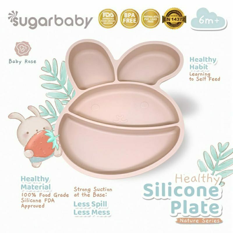 Feeding Set Makan Bayi SUGARBABY Piring Set Mangkok Silicone Wadah makan Bayi Healthy Silicone FEEDING SET ISI 3 ALAT MAKAN BABY SUGARBABY