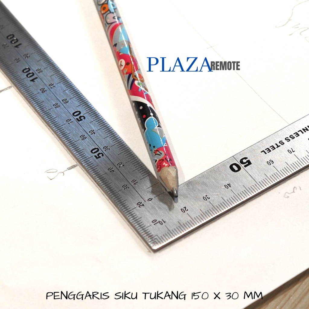 PENGGARIS SIKU TUKANG PRESISI 90 DERAJAT 2 SISI 15 DAN 30 CM STAINLESS