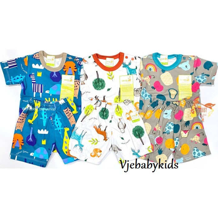 Velvet Junior - MADAGASKAR  Setelan Pendek Kancing Pundak ukuran L- XL SMALL