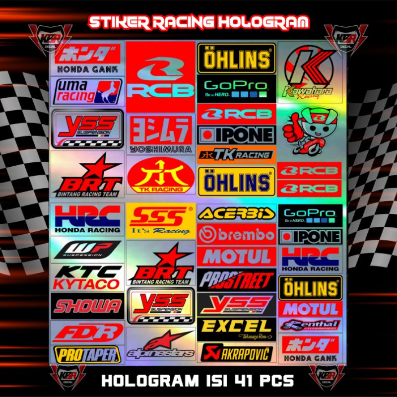 Stiker Racing Hologram Sticker Aesthetic Aksesoris Motor Stiker Helm Stiker Pack Motor Sticker Motor