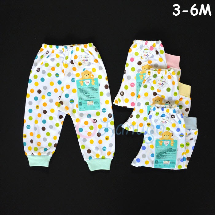 LIBBY 4 Pcs Celana  Panjang  Popok Bayi  Baby Polkadot 3  6M 